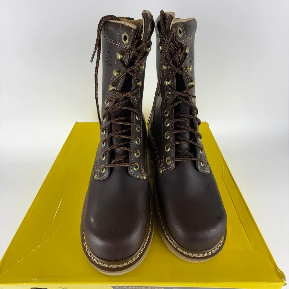 Carolina CA8049 Mens 8 Inch Broad Toe Wedge Work Boots Dark Oak Leather EH 7.5 D